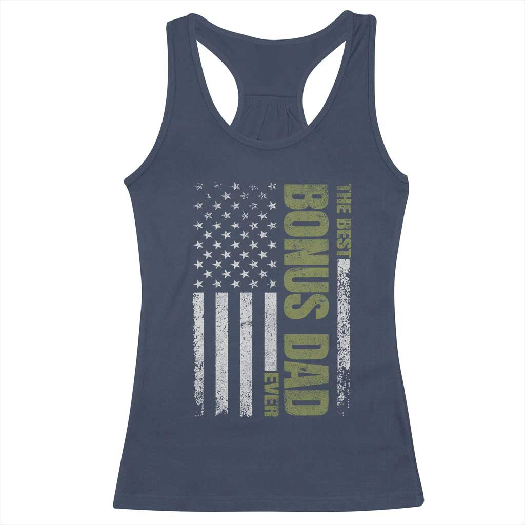 Bonus Dad Racerback Tank Top American Flag Best Bonus Dad Ever Fathers Day