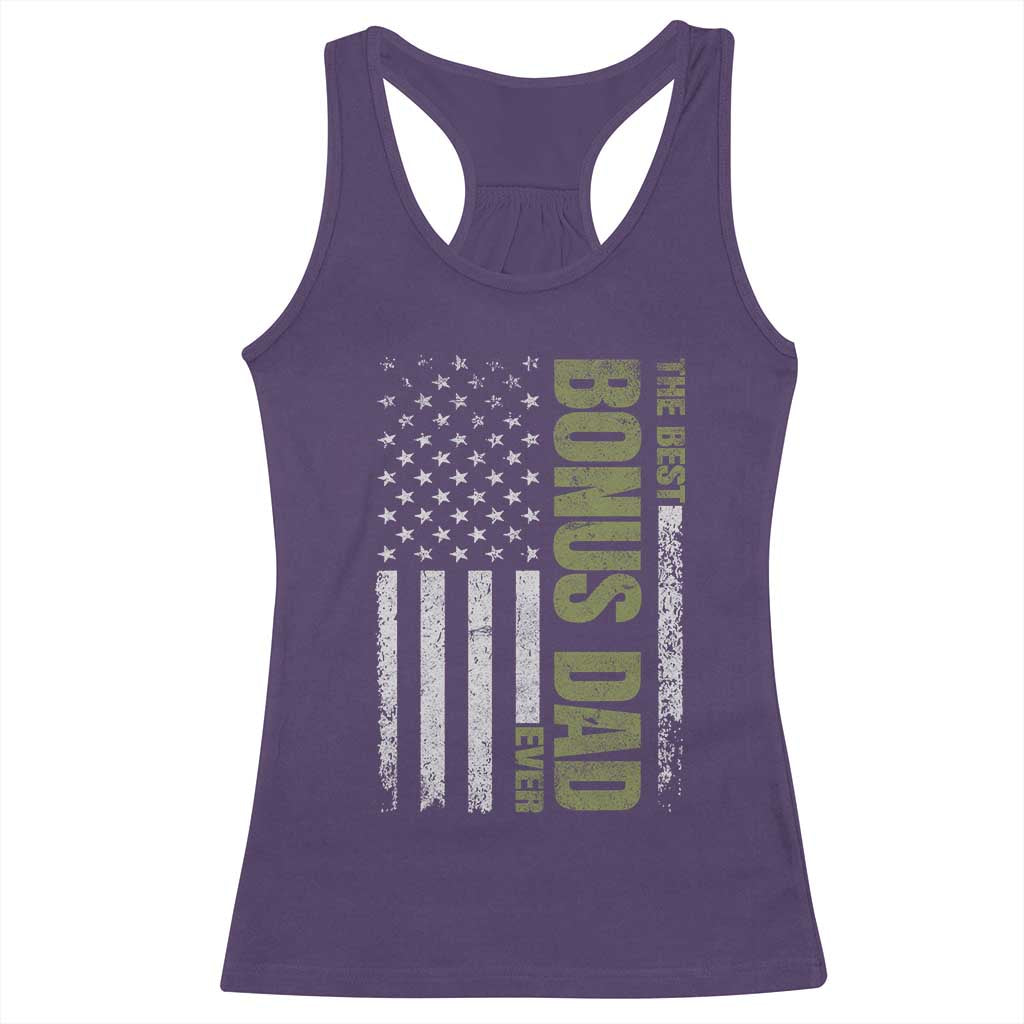 Bonus Dad Racerback Tank Top American Flag Best Bonus Dad Ever Fathers Day
