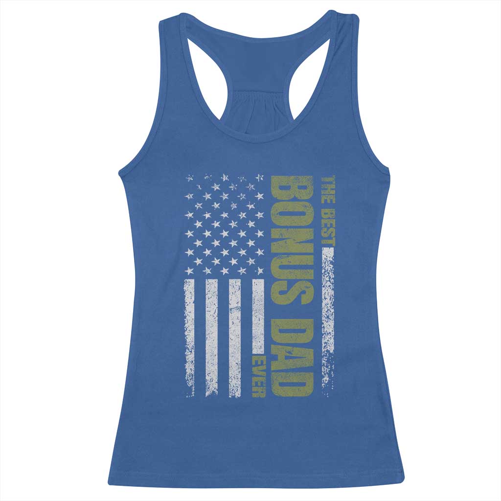 Bonus Dad Racerback Tank Top American Flag Best Bonus Dad Ever Fathers Day