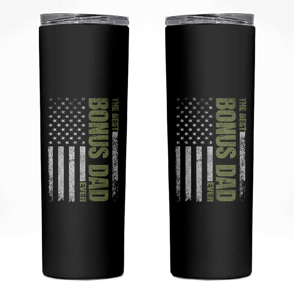 Bonus Dad Skinny Tumbler American Flag Best Bonus Dad Ever Fathers Day