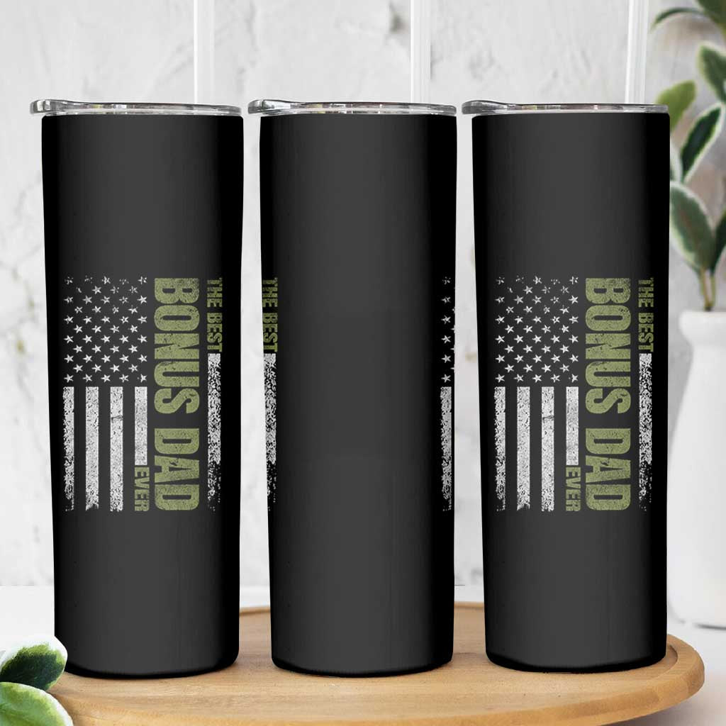 Bonus Dad Skinny Tumbler American Flag Best Bonus Dad Ever Fathers Day
