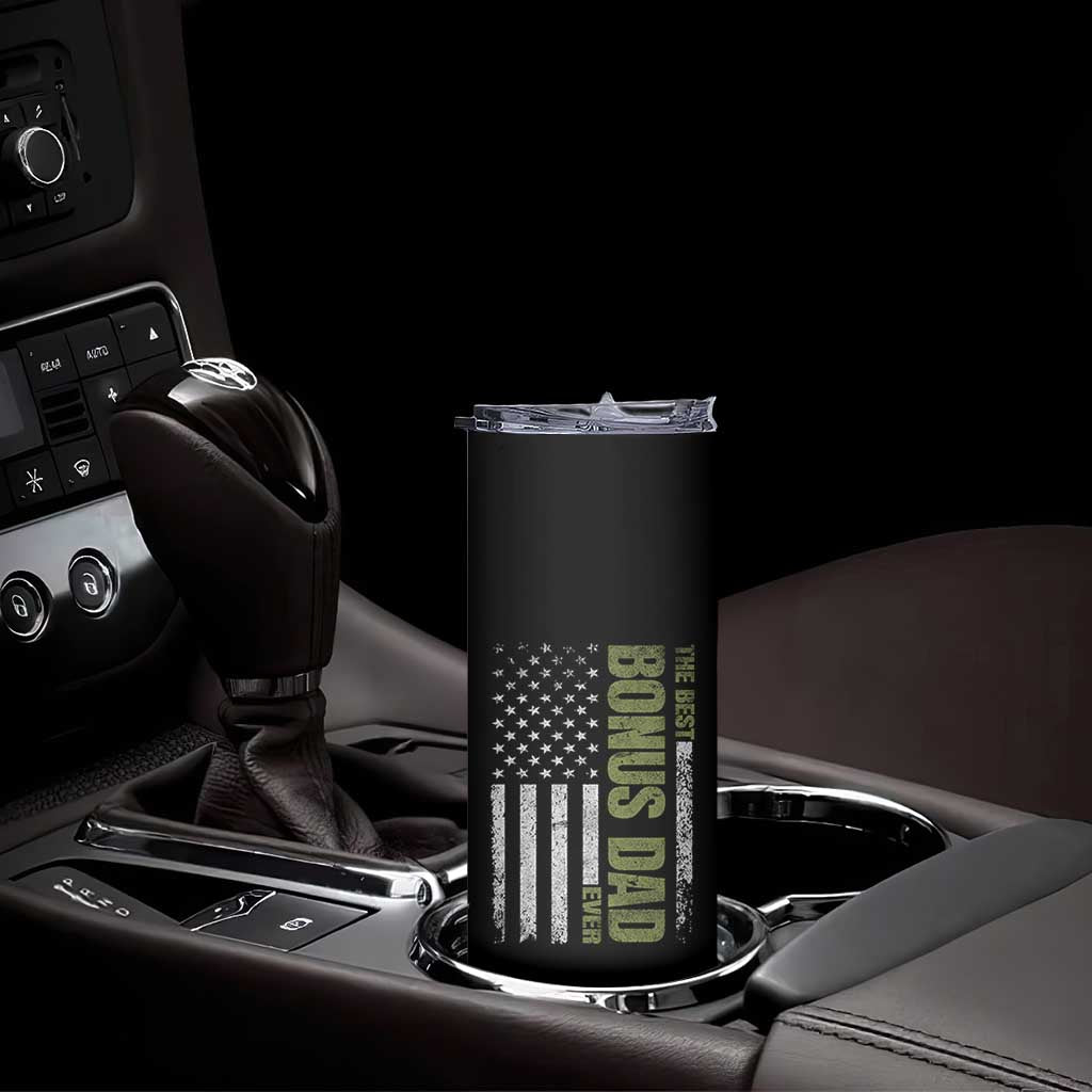 Bonus Dad Skinny Tumbler American Flag Best Bonus Dad Ever Fathers Day