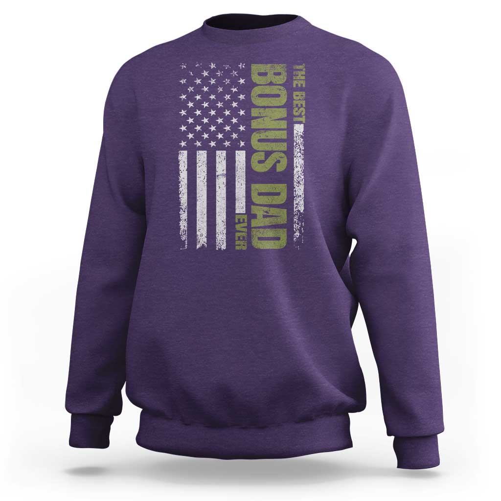 Bonus Dad Sweatshirt American Flag Best Bonus Dad Ever Fathers Day