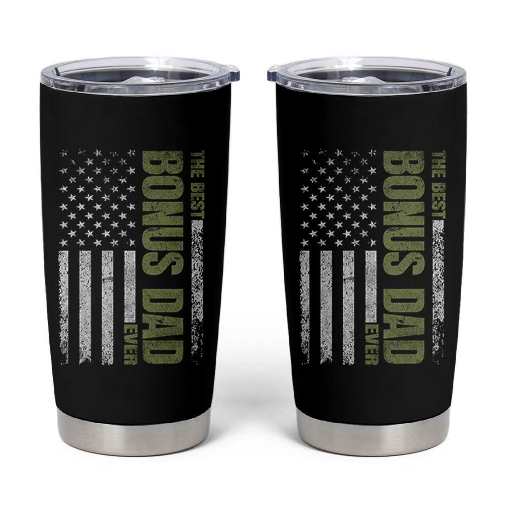 Bonus Dad Tumbler Cup American Flag Best Bonus Dad Ever Fathers Day