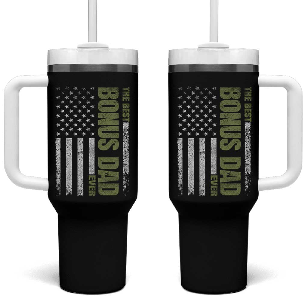 Bonus Dad Tumbler With Handle American Flag Best Bonus Dad Ever Fathers Day
