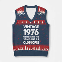 Funny 50th Birthday V-Neck Knit Sweater Vest Turning 50 Year Old Gifts Weird Being The Same Age As Old People