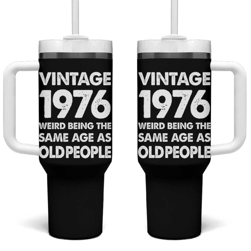 Funny 50th Birthday Tumbler With Handle Turning 50 Year Old Gifts Weird Being The Same Age As Old People
