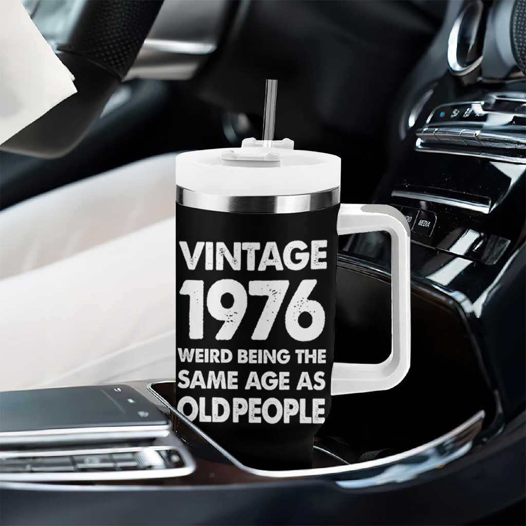 Funny 50th Birthday Tumbler With Handle Turning 50 Year Old Gifts Weird Being The Same Age As Old People
