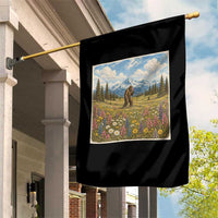 Retro Bigfoot Wildflower Garden Flag Vintage Sasquatch Funny Cryptid
