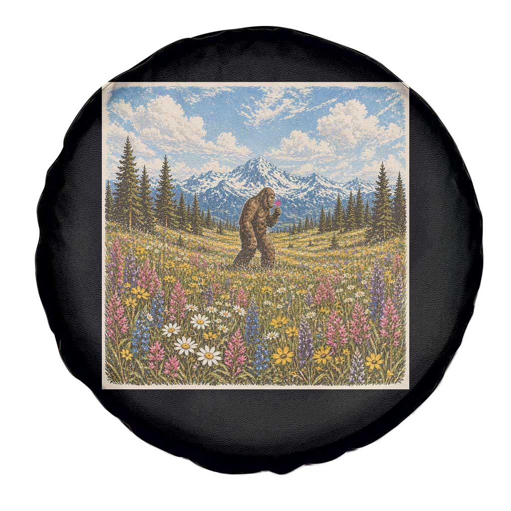 Retro Bigfoot Wildflower Spare Tire Cover Vintage Sasquatch Funny Cryptid