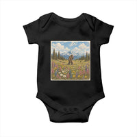 Retro Bigfoot Wildflower Baby Onesie Vintage Sasquatch Funny Cryptid