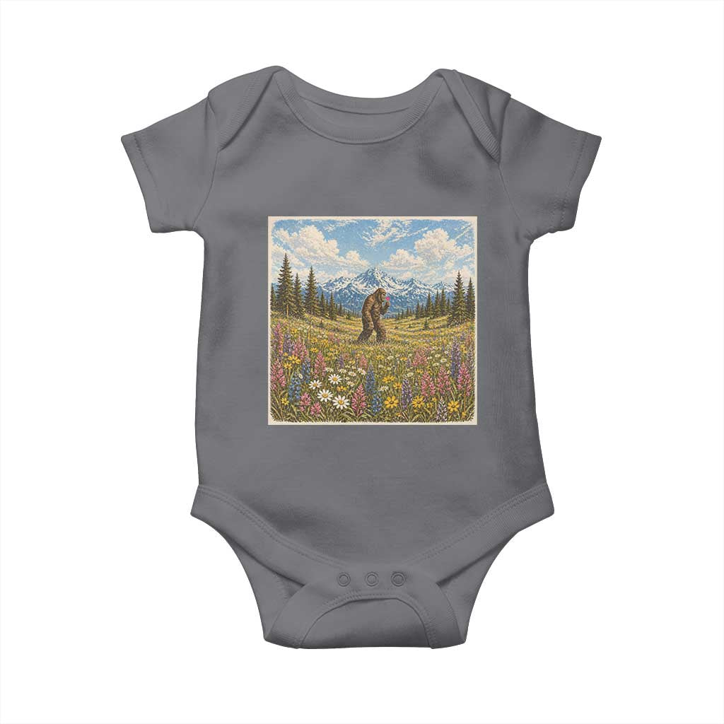 Retro Bigfoot Wildflower Baby Onesie Vintage Sasquatch Funny Cryptid