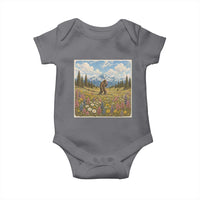 Retro Bigfoot Wildflower Baby Onesie Vintage Sasquatch Funny Cryptid