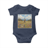 Retro Bigfoot Wildflower Baby Onesie Vintage Sasquatch Funny Cryptid