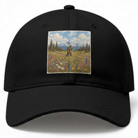Retro Bigfoot Wildflower Baseball Cap Vintage Sasquatch Funny Cryptid