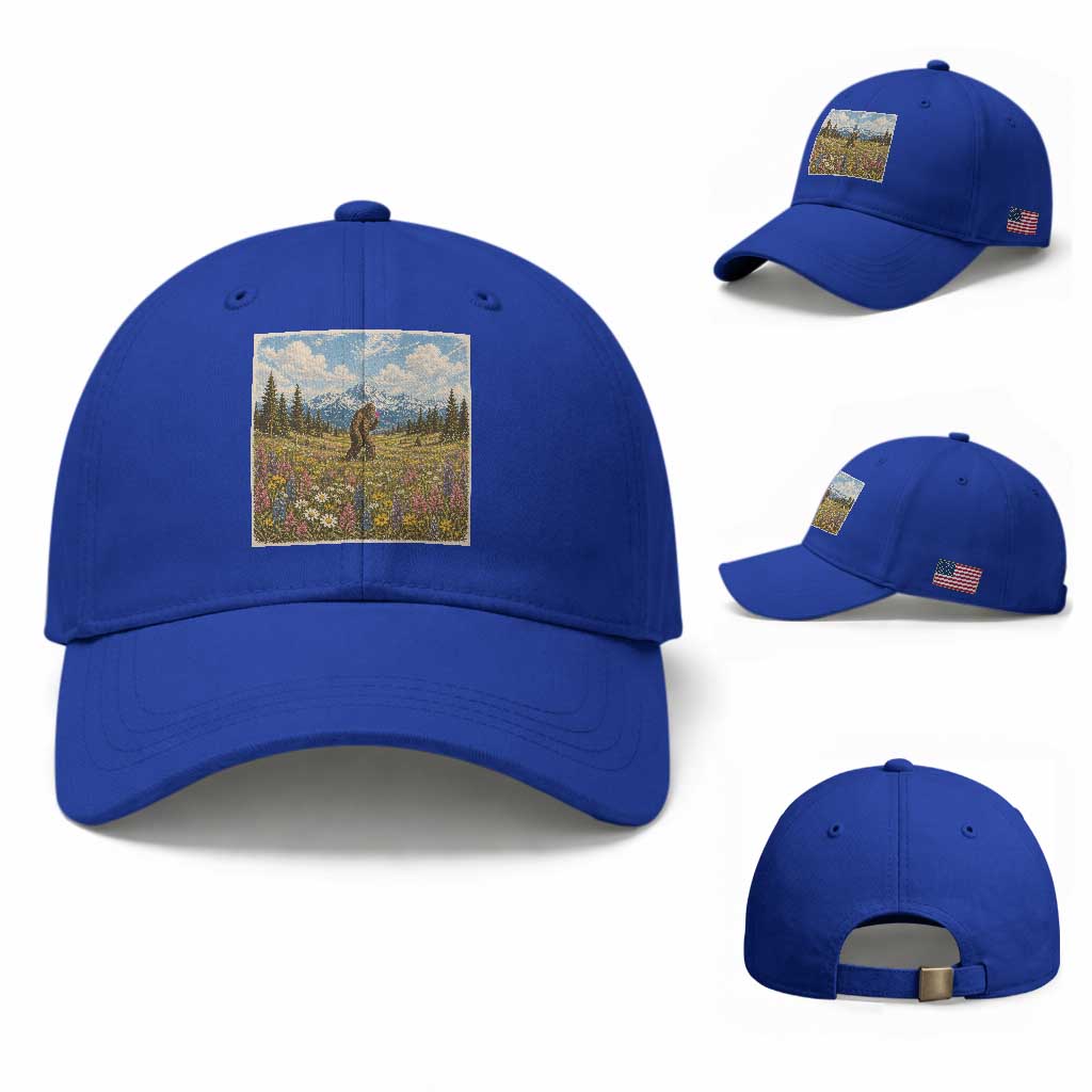 Retro Bigfoot Wildflower Baseball Cap Vintage Sasquatch Funny Cryptid