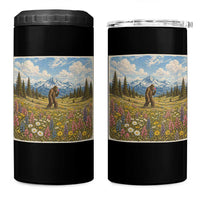 Retro Bigfoot Wildflower 4 in 1 Can Cooler Tumbler Vintage Sasquatch Funny Cryptid