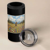 Retro Bigfoot Wildflower 4 in 1 Can Cooler Tumbler Vintage Sasquatch Funny Cryptid