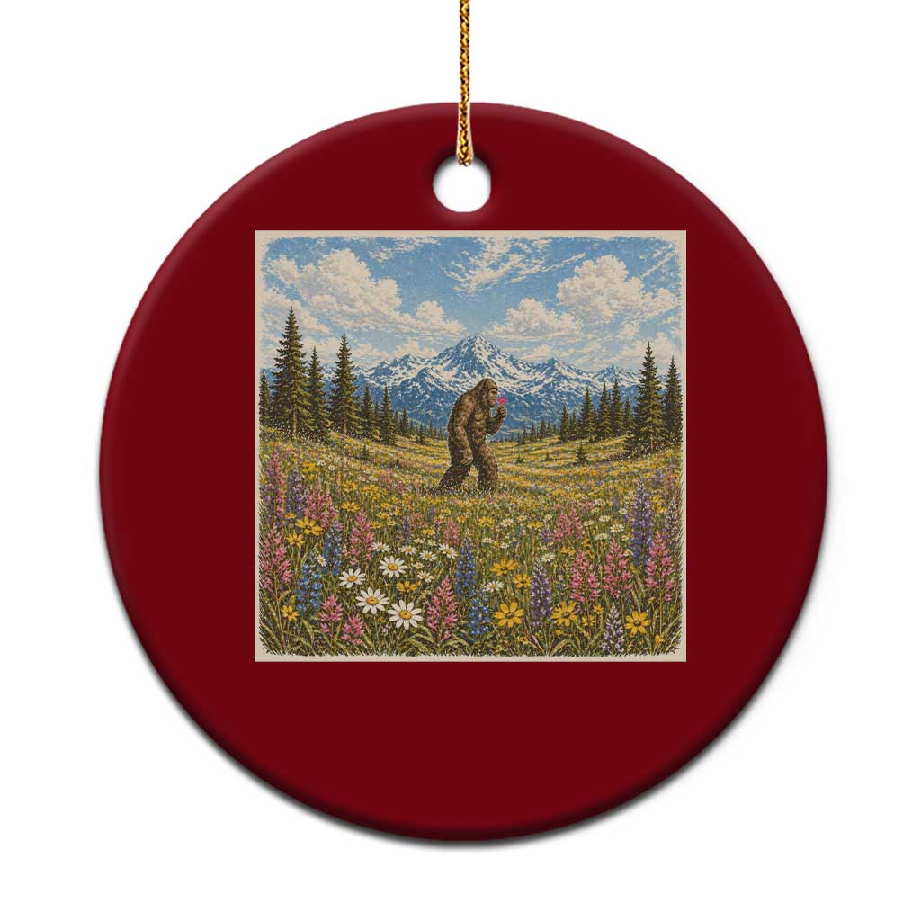 Retro Bigfoot Wildflower Ceramic Ornament Vintage Sasquatch Funny Cryptid