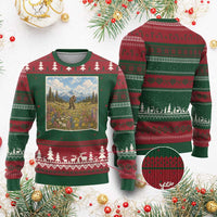 Retro Bigfoot Wildflower Ugly Christmas Sweater Vintage Sasquatch Funny Cryptid