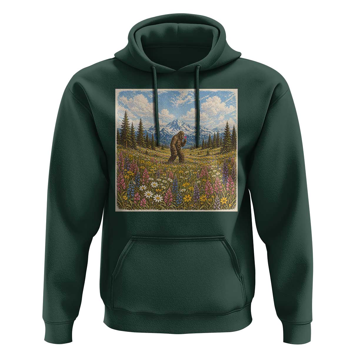 Retro Bigfoot Wildflower Hoodie Vintage Sasquatch Funny Cryptid
