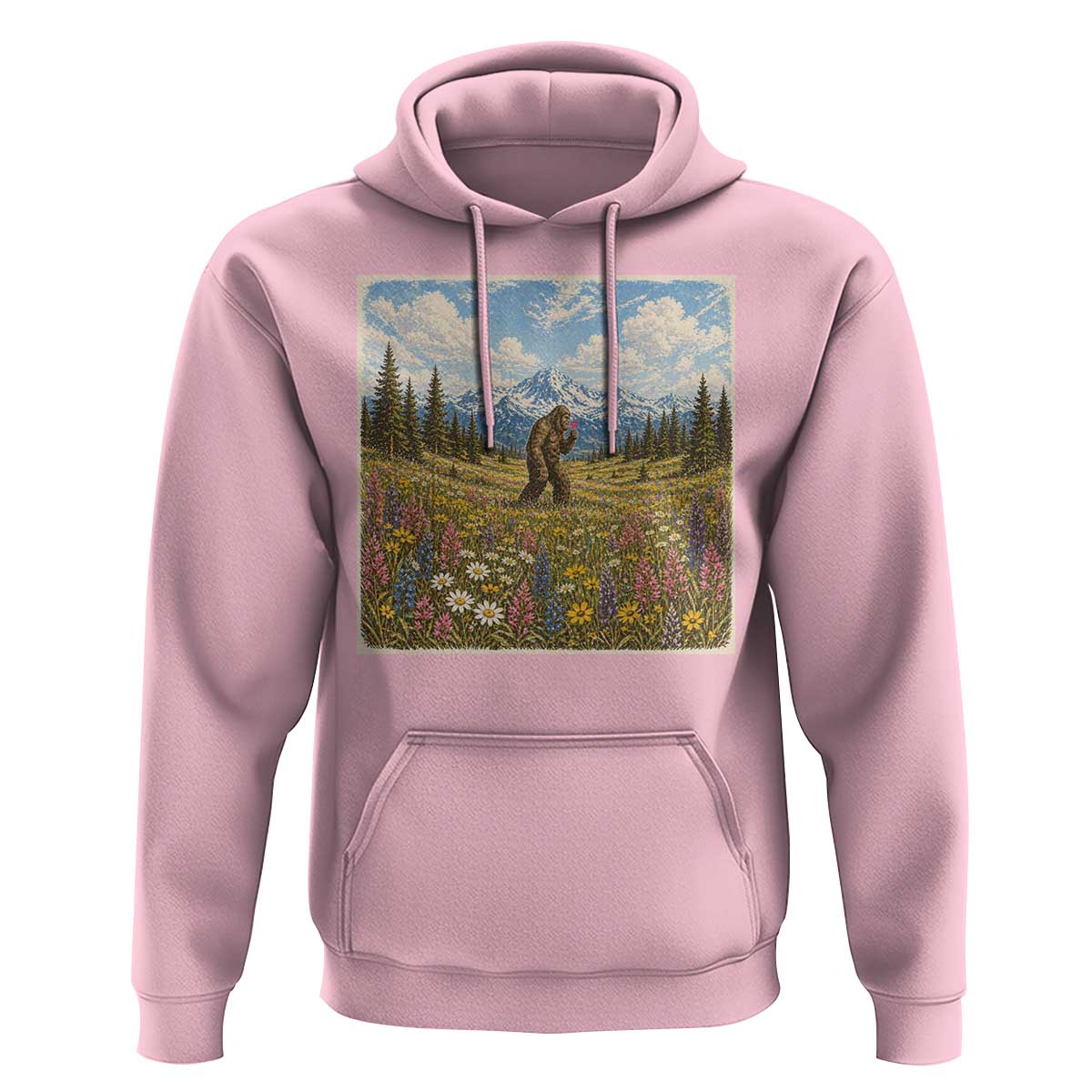 Retro Bigfoot Wildflower Hoodie Vintage Sasquatch Funny Cryptid