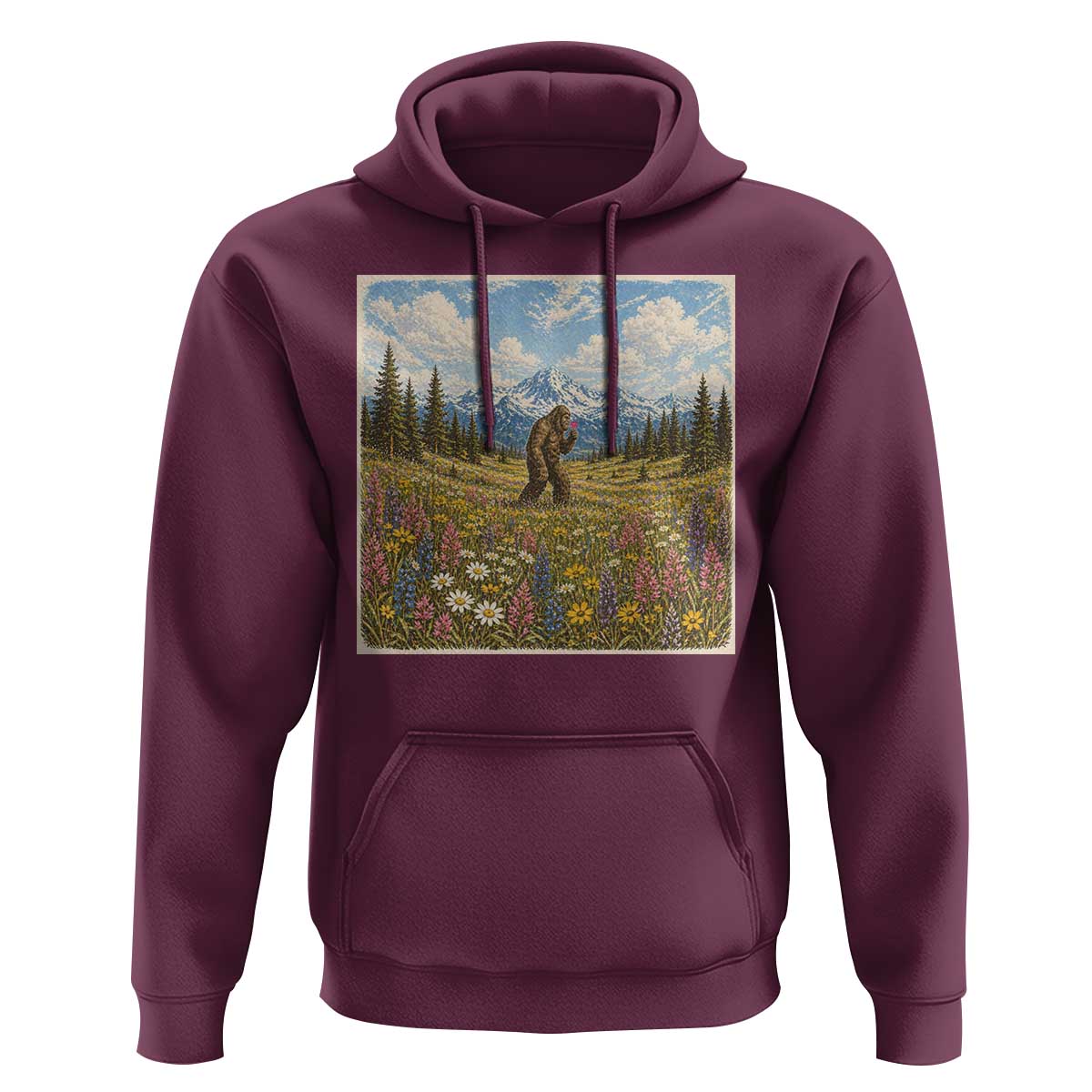 Retro Bigfoot Wildflower Hoodie Vintage Sasquatch Funny Cryptid