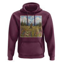 Retro Bigfoot Wildflower Hoodie Vintage Sasquatch Funny Cryptid