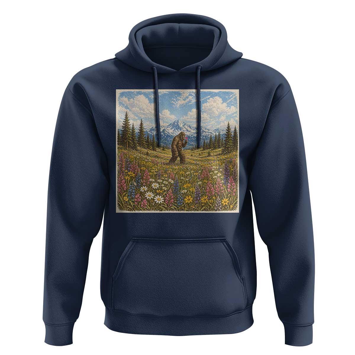 Retro Bigfoot Wildflower Hoodie Vintage Sasquatch Funny Cryptid