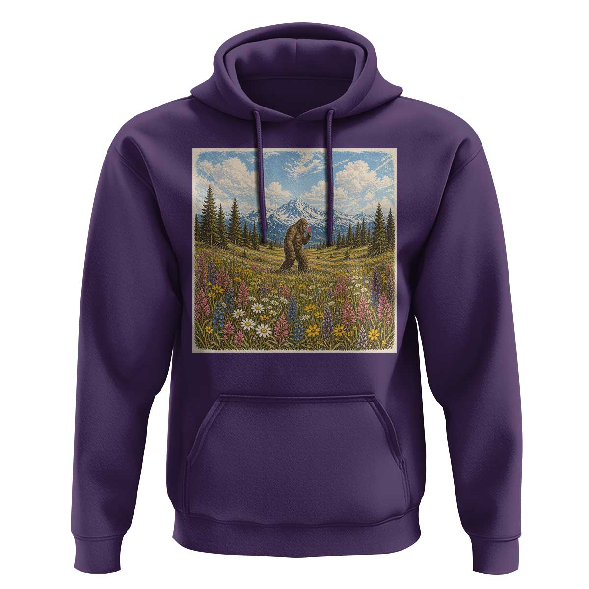 Retro Bigfoot Wildflower Hoodie Vintage Sasquatch Funny Cryptid