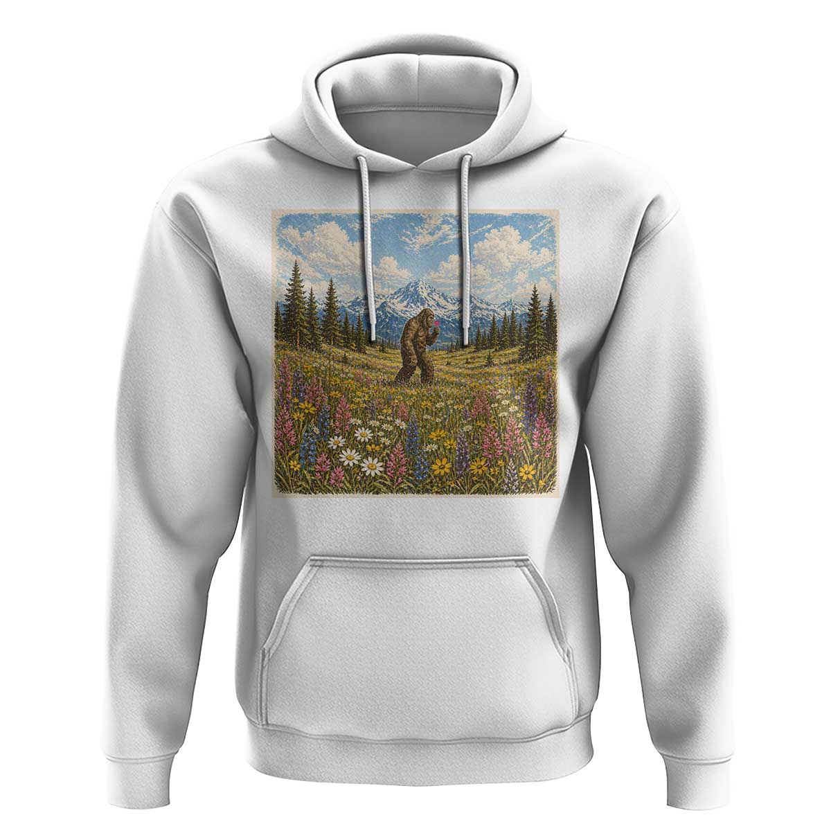Retro Bigfoot Wildflower Hoodie Vintage Sasquatch Funny Cryptid