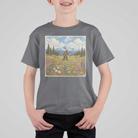 Retro Bigfoot Wildflower T Shirt For Kid Vintage Sasquatch Funny Cryptid