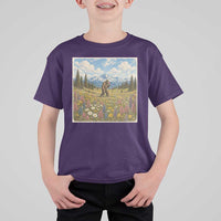 Retro Bigfoot Wildflower T Shirt For Kid Vintage Sasquatch Funny Cryptid