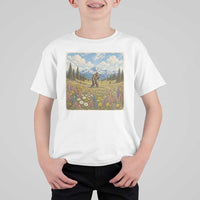 Retro Bigfoot Wildflower T Shirt For Kid Vintage Sasquatch Funny Cryptid