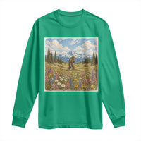 Retro Bigfoot Wildflower Long Sleeve Shirt Vintage Sasquatch Funny Cryptid