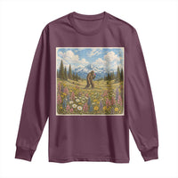 Retro Bigfoot Wildflower Long Sleeve Shirt Vintage Sasquatch Funny Cryptid