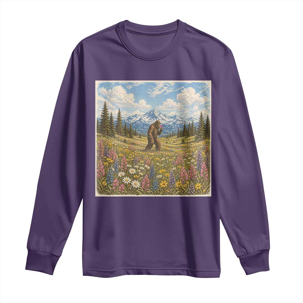 Retro Bigfoot Wildflower Long Sleeve Shirt Vintage Sasquatch Funny Cryptid