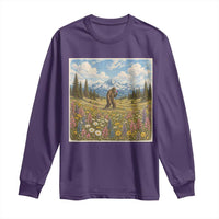 Retro Bigfoot Wildflower Long Sleeve Shirt Vintage Sasquatch Funny Cryptid