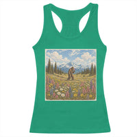 Retro Bigfoot Wildflower Racerback Tank Top Vintage Sasquatch Funny Cryptid