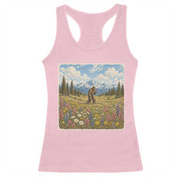Retro Bigfoot Wildflower Racerback Tank Top Vintage Sasquatch Funny Cryptid
