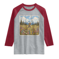 Retro Bigfoot Wildflower Raglan Shirt Vintage Sasquatch Funny Cryptid