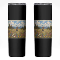 Retro Bigfoot Wildflower Skinny Tumbler Vintage Sasquatch Funny Cryptid