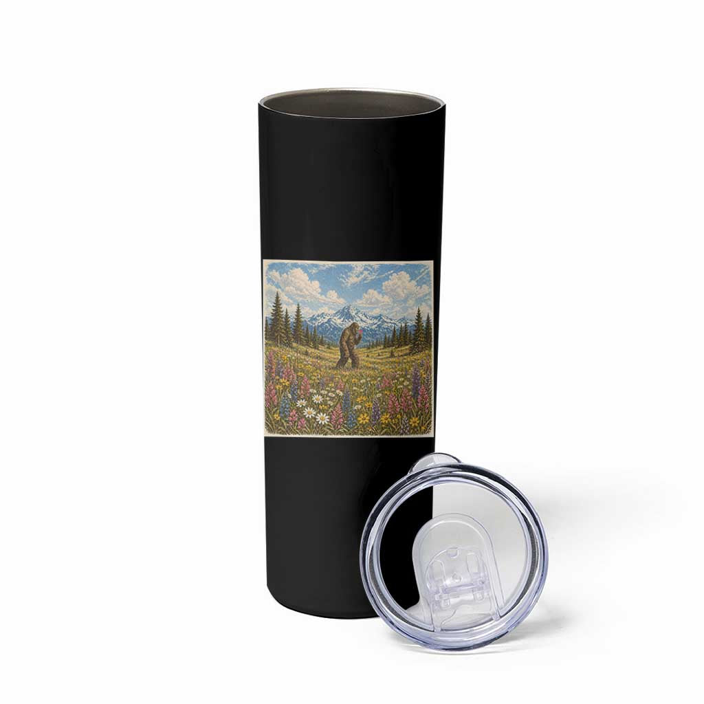 Retro Bigfoot Wildflower Skinny Tumbler Vintage Sasquatch Funny Cryptid