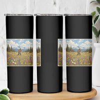 Retro Bigfoot Wildflower Skinny Tumbler Vintage Sasquatch Funny Cryptid