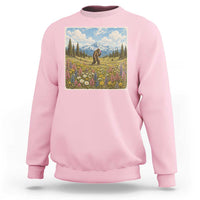 Retro Bigfoot Wildflower Sweatshirt Vintage Sasquatch Funny Cryptid