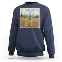 Retro Bigfoot Wildflower Sweatshirt Vintage Sasquatch Funny Cryptid