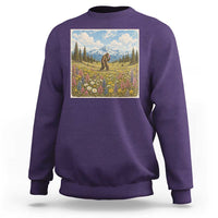 Retro Bigfoot Wildflower Sweatshirt Vintage Sasquatch Funny Cryptid