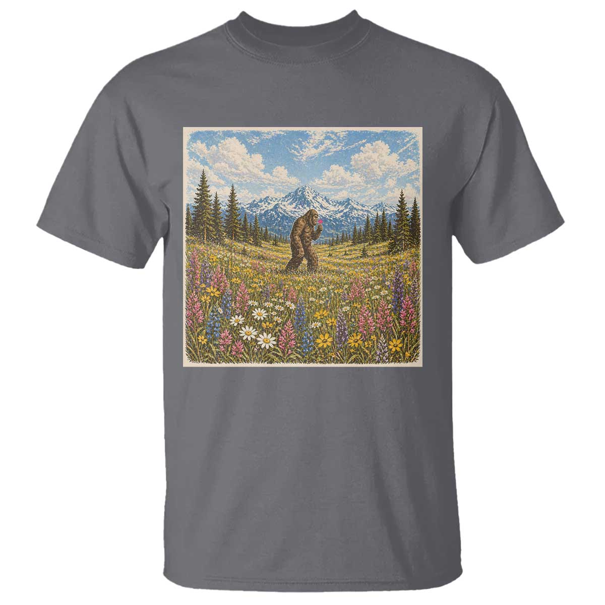 Retro Bigfoot Wildflower T Shirt Vintage Sasquatch Funny Cryptid