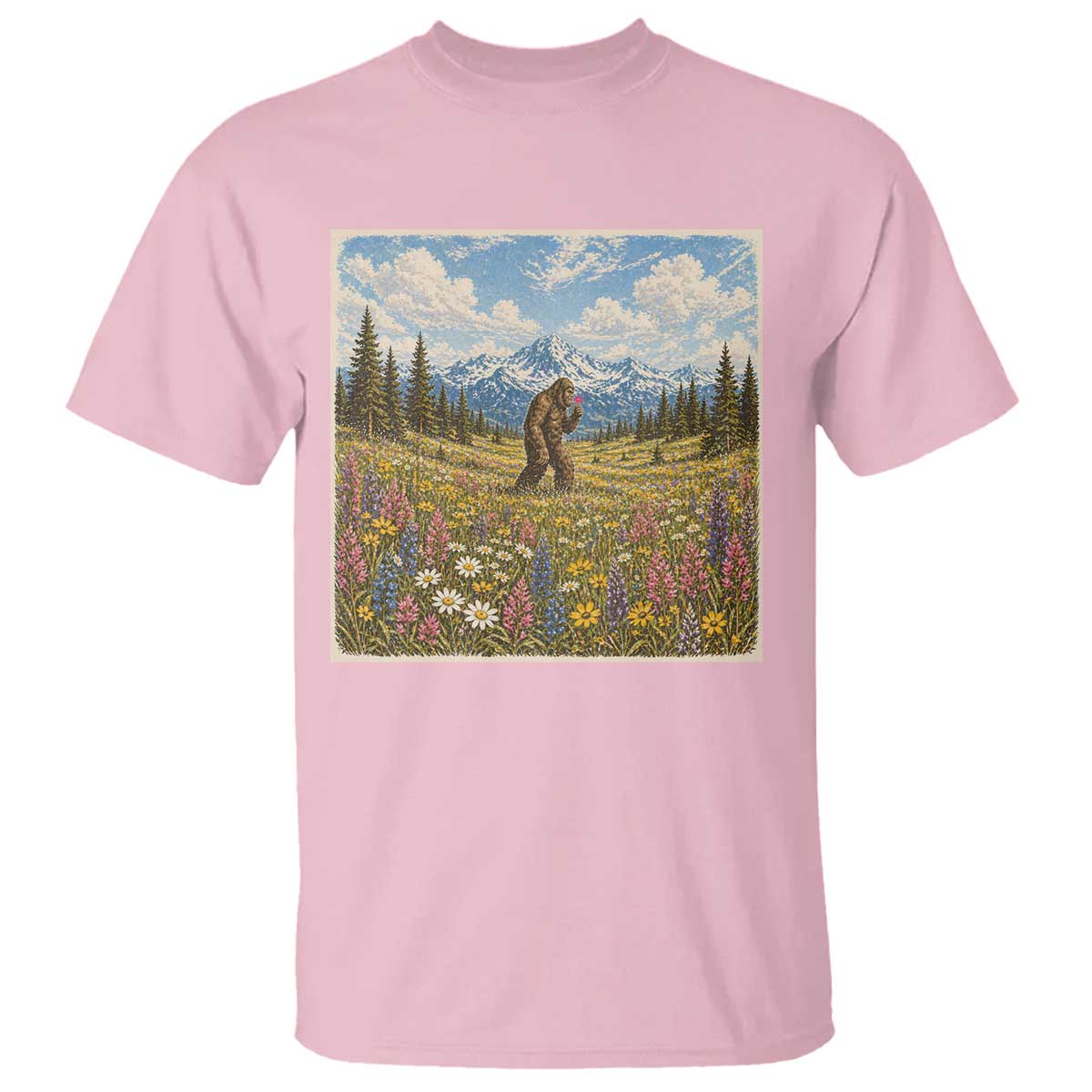 Retro Bigfoot Wildflower T Shirt Vintage Sasquatch Funny Cryptid