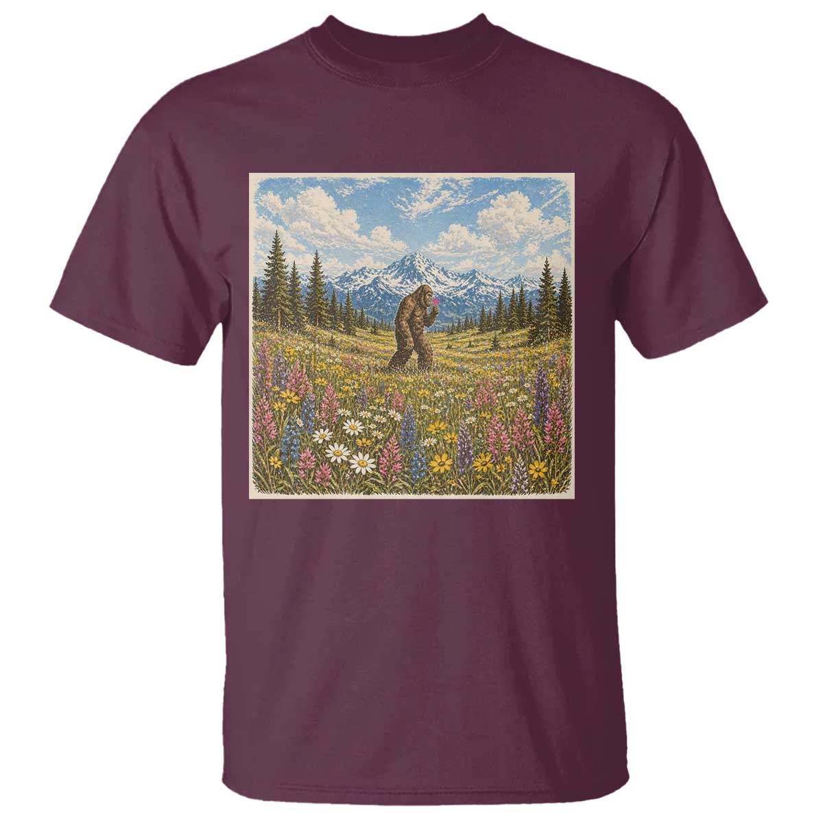 Retro Bigfoot Wildflower T Shirt Vintage Sasquatch Funny Cryptid